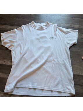 Legend London White Crewneck T-Shirt With Black Logo Design Size M